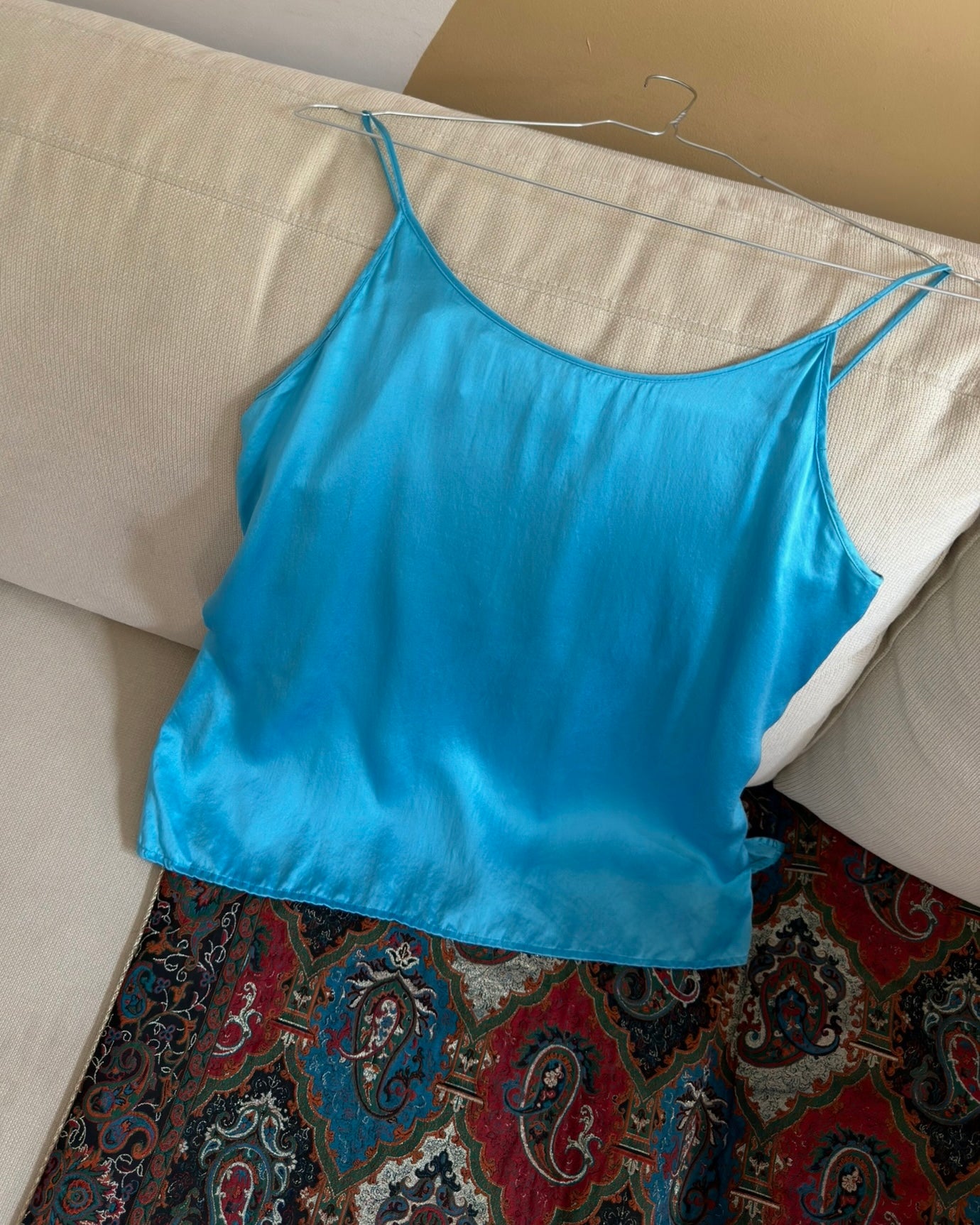 Gianfranco Ferré 1990s Azure Blue Silk Camisole