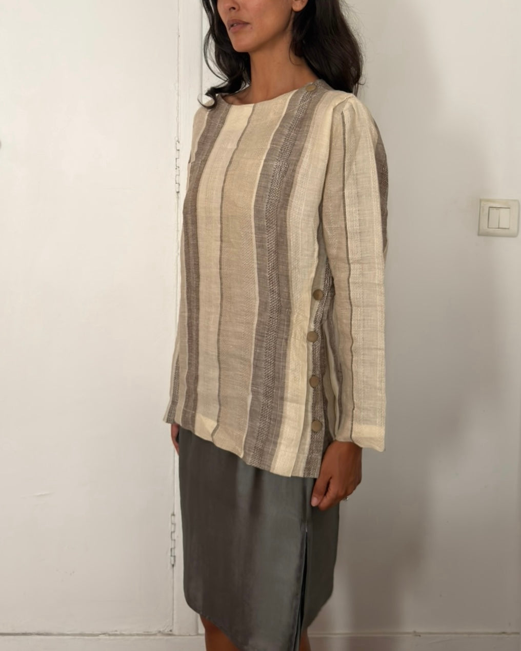 Salvatore Ferragamo 1990s Striped Linen Top