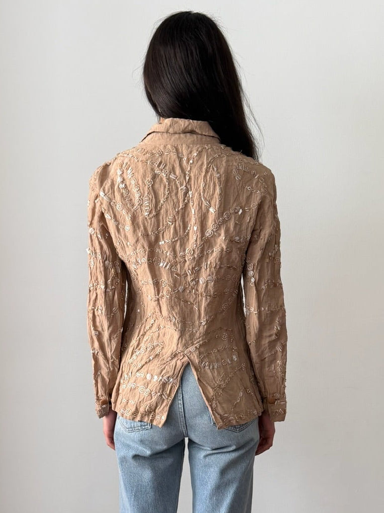 Romeo Gigli SS2000 Beaded Cotton Gauze Jacket