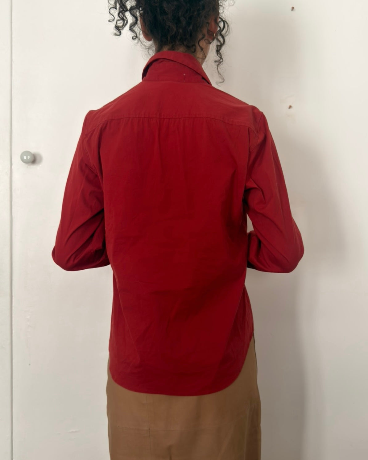 Jil Sander 1990s Rust Red Minimalist Cotton Shirt