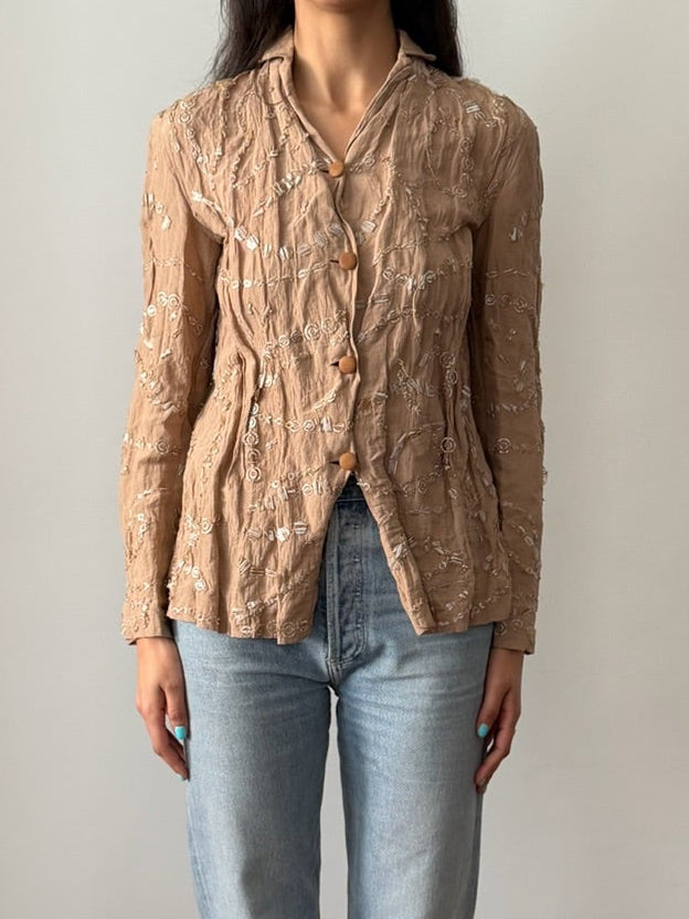 Romeo Gigli SS2000 Beaded Cotton Gauze Jacket
