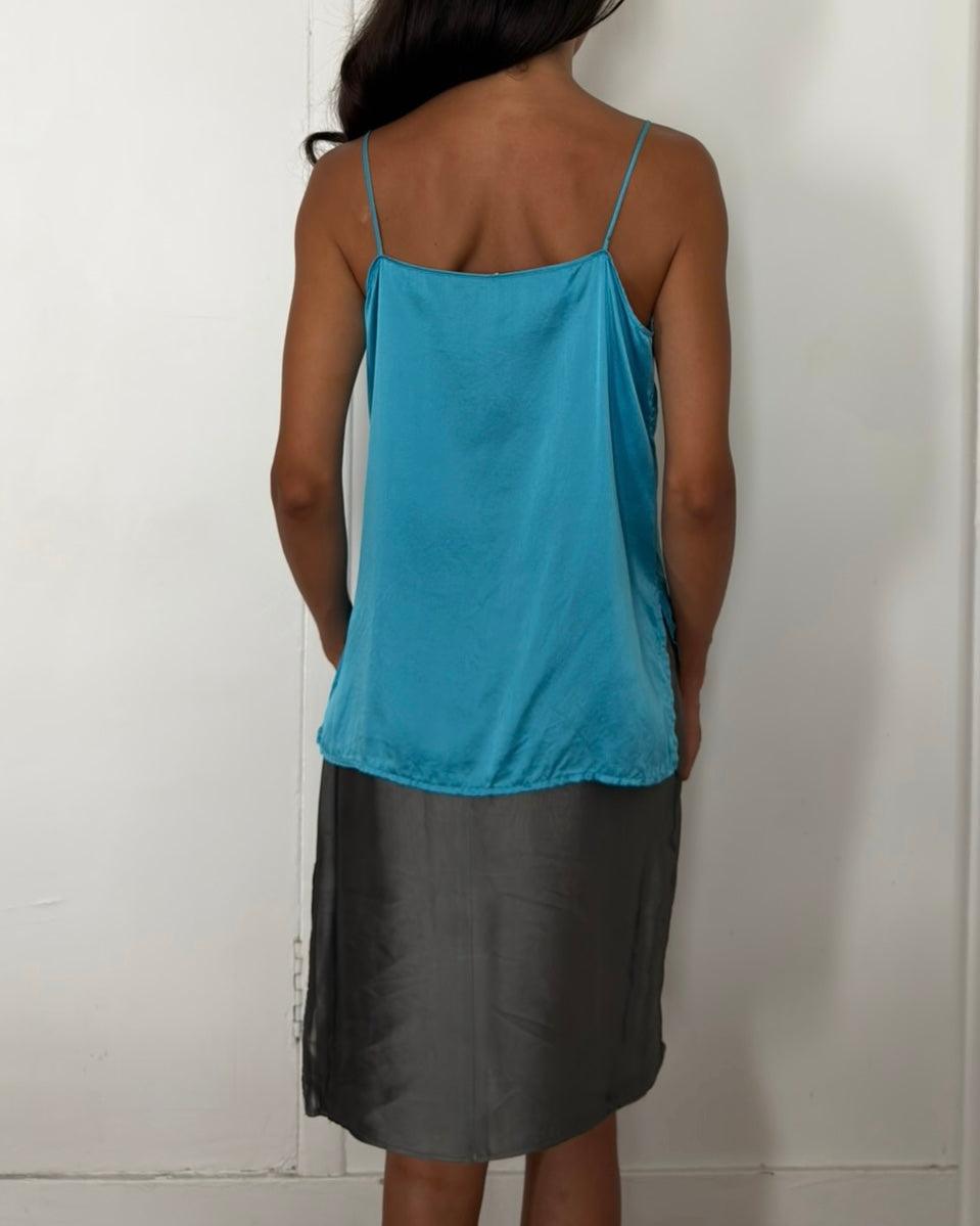 Gianfranco Ferré 1990s Azure Blue Silk Camisole