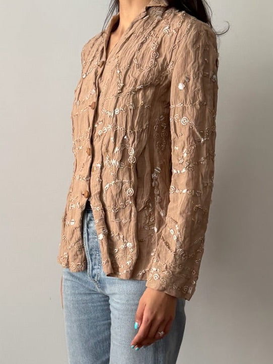 Romeo Gigli SS2000 Beaded Cotton Gauze Jacket