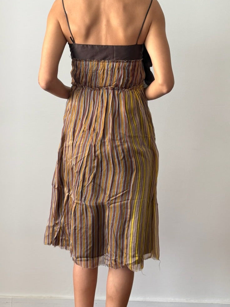 Miu Miu SS2004 Silk Striped Midi Dress