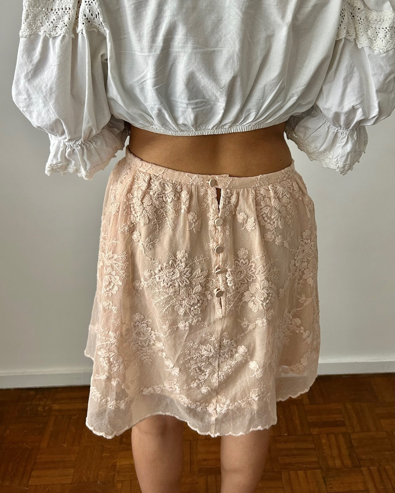 Lolita Lempicka 90s Pink Lace Skirt