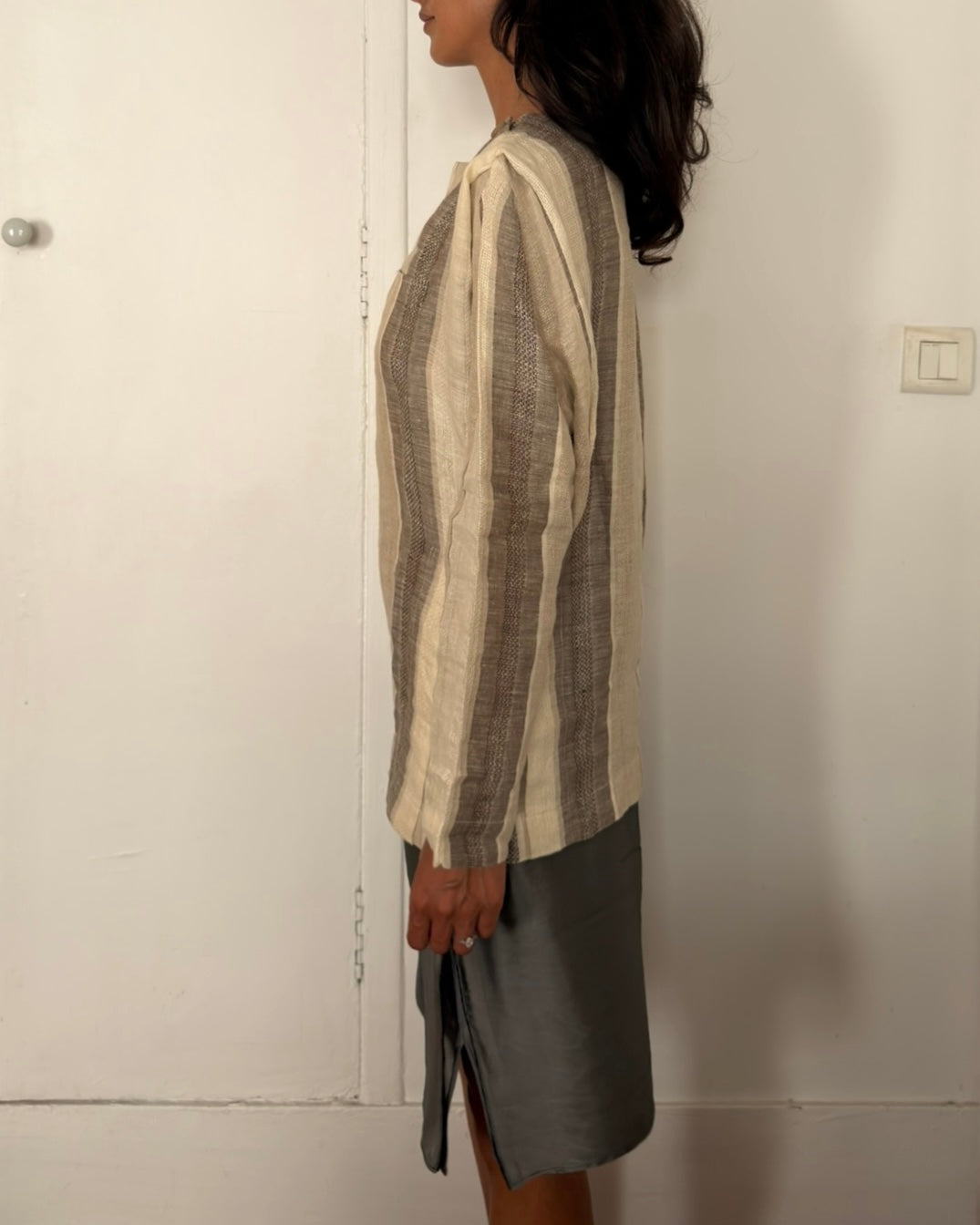 Salvatore Ferragamo 1990s Striped Linen Top