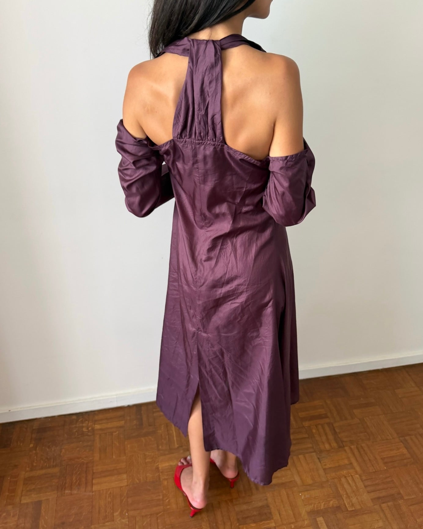 Romeo Gigli 1990s Cold-Shoulder Halter Dress