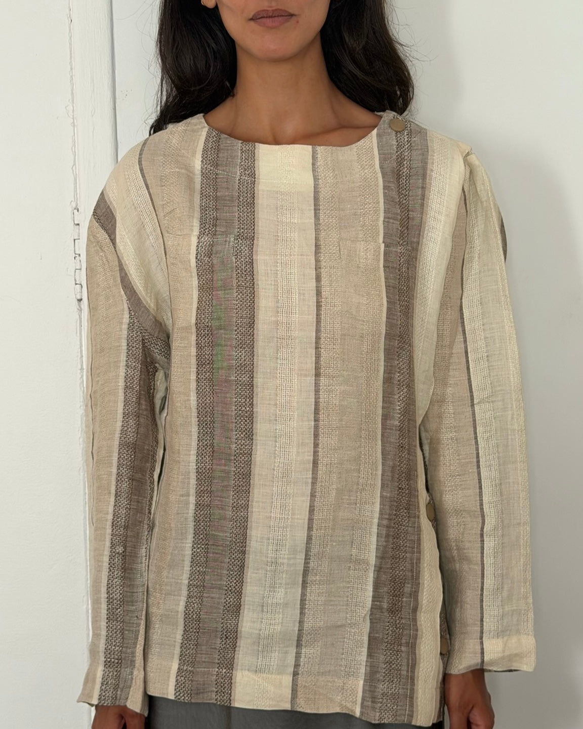 Salvatore Ferragamo 1990s Striped Linen Top