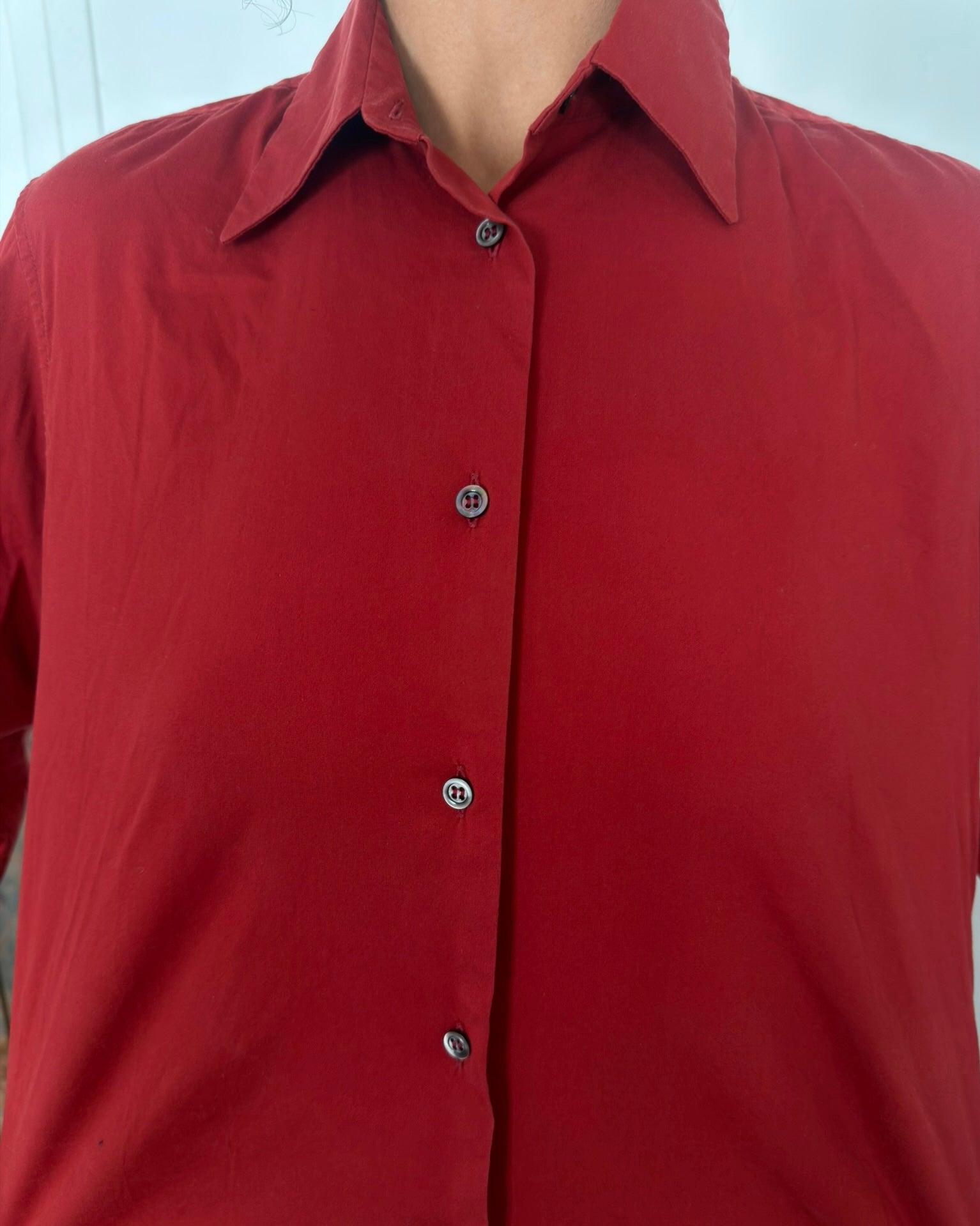 Jil Sander 1990s Rust Red Minimalist Cotton Shirt