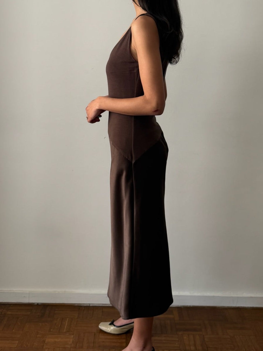 Blumarine FW998 Two-Tone Satin Midi Dress