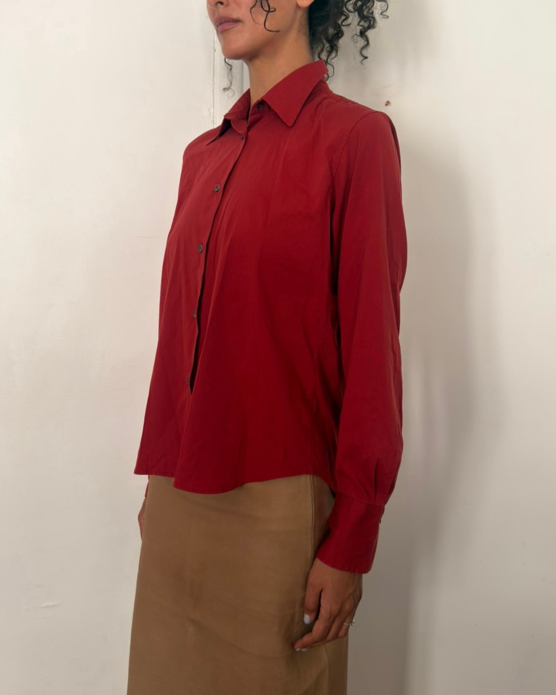 Jil Sander 1990s Rust Red Minimalist Cotton Shirt