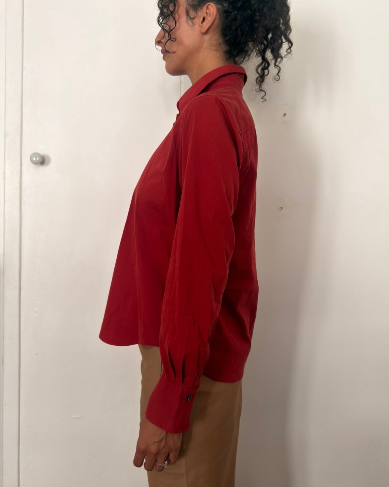 Jil Sander 1990s Rust Red Minimalist Cotton Shirt