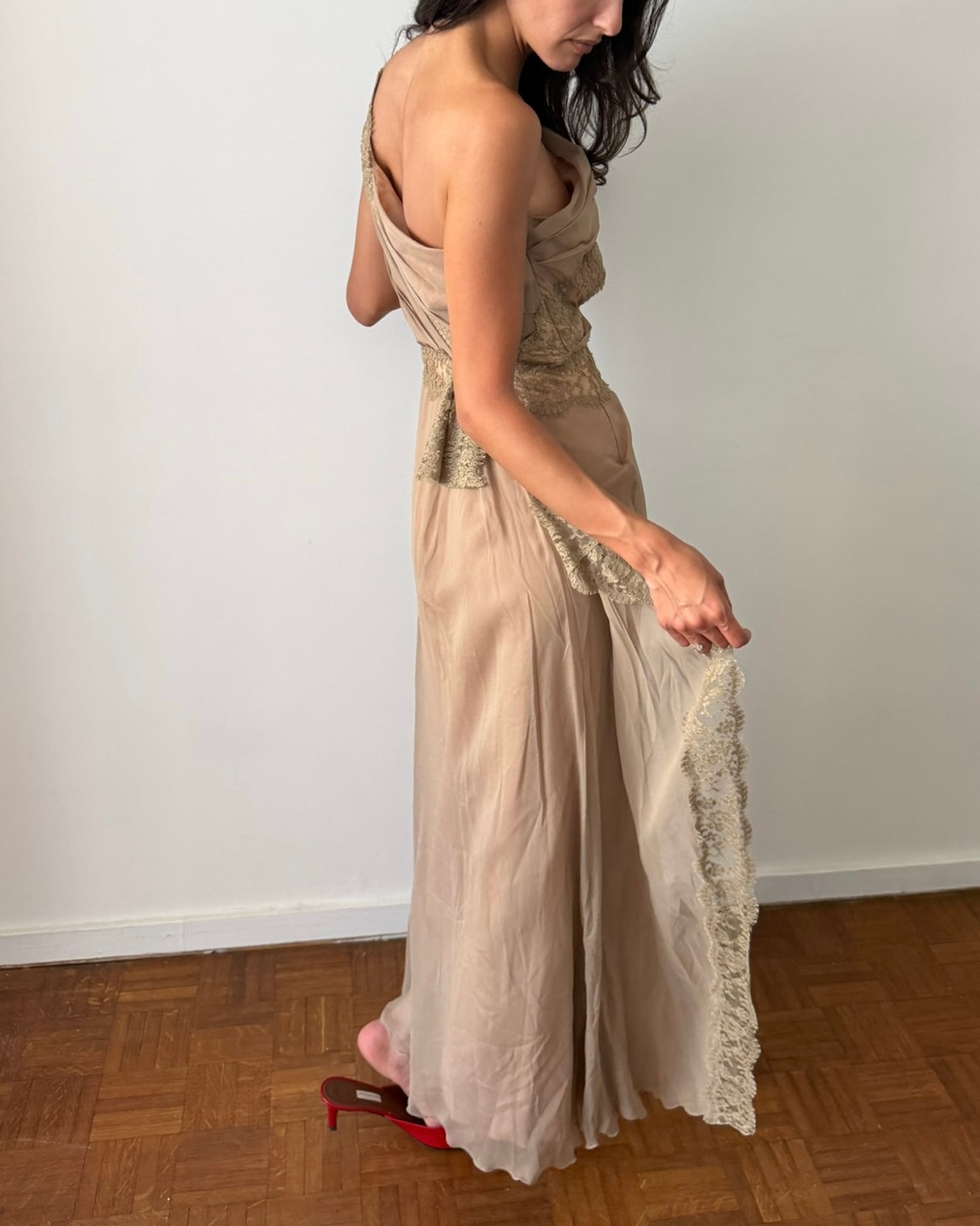 Alberta Ferretti 2000s Asymmetric Silk Gown
