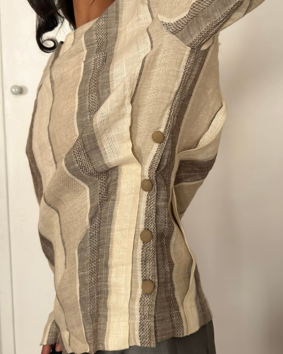 Salvatore Ferragamo 1990s Striped Linen Top