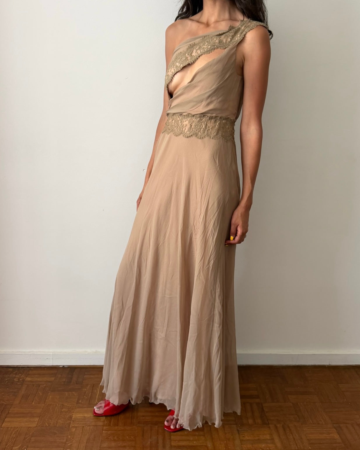 Alberta Ferretti 2000s Asymmetric Silk Gown – Sable Vintage