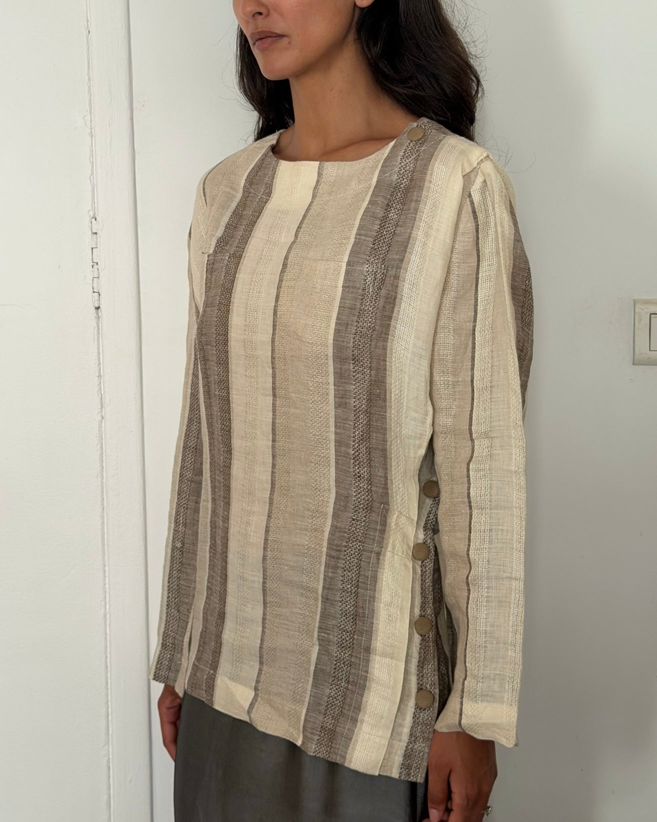 Salvatore Ferragamo 1990s Striped Linen Top