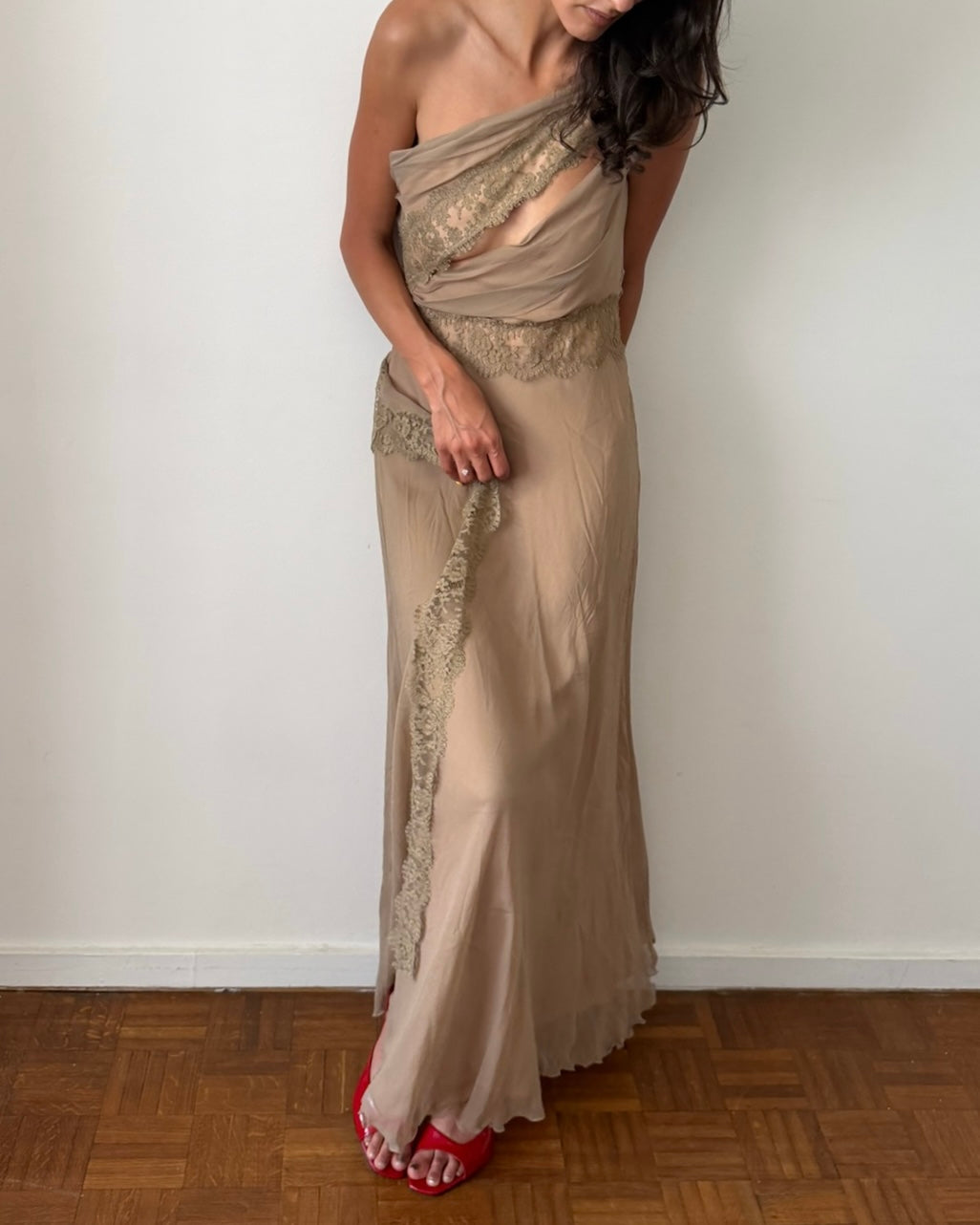 Alberta Ferretti 2000s Asymmetric Silk Gown