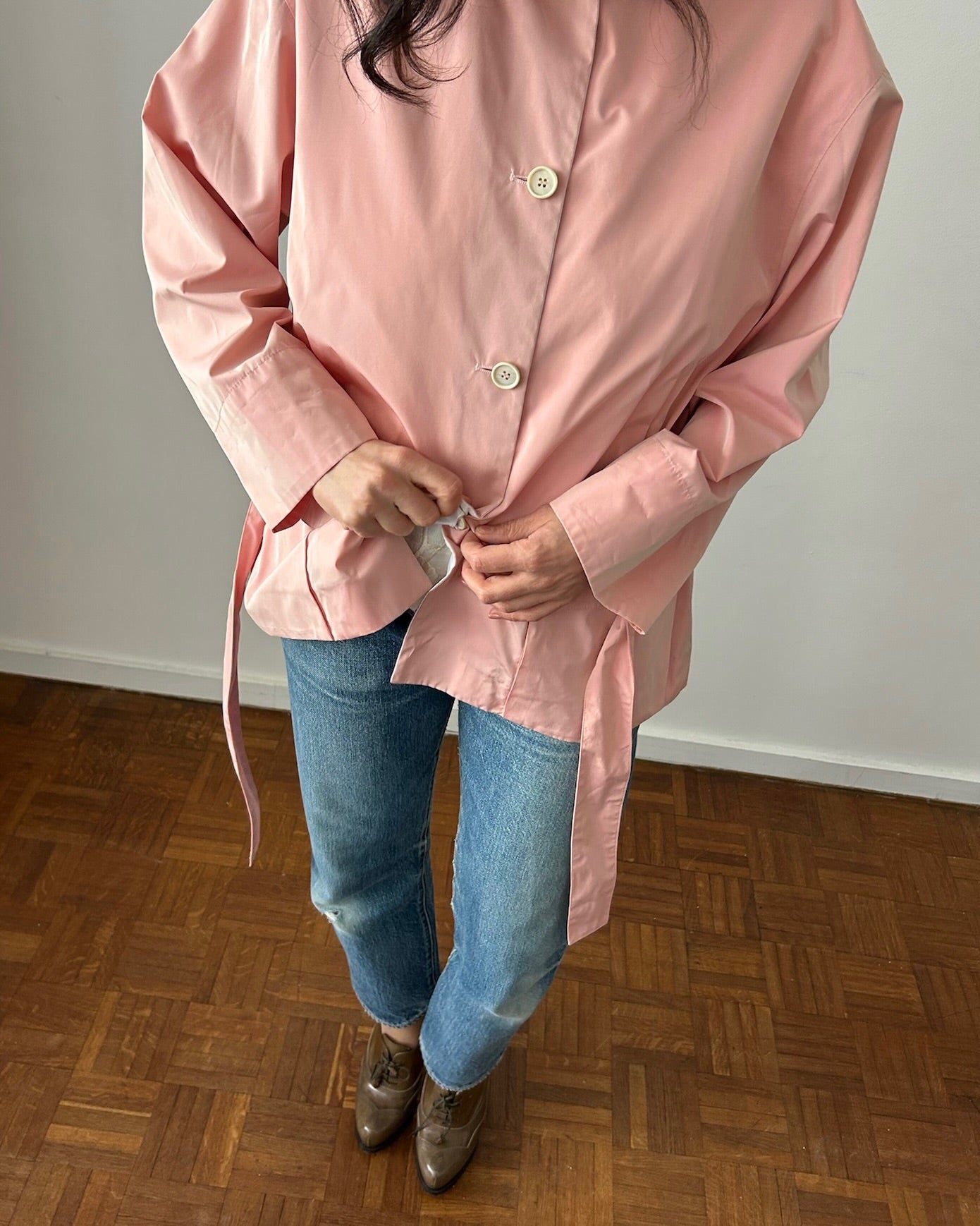 Narciso Rodriguez 1990s Pink Belted Trench Jacket