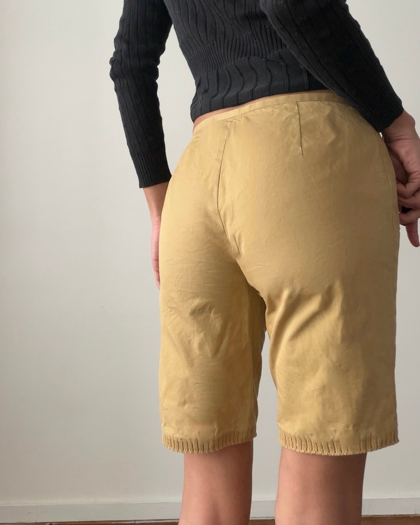Miu Miu SS1999 Beige Cotton Tailored Shorts – Size XS | Sable Vintage