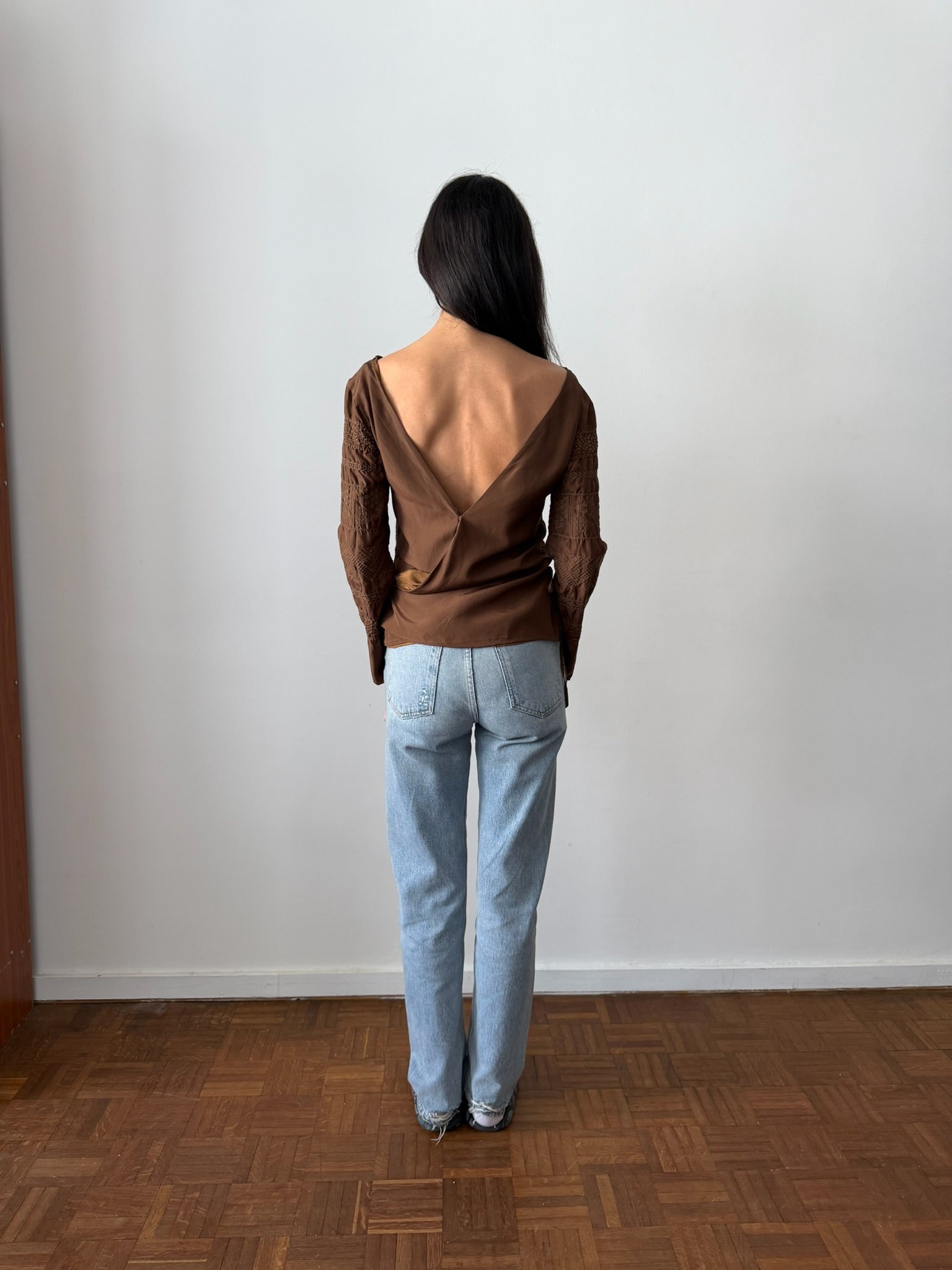 Jil Sander SS2002 Silk Embroidered Top