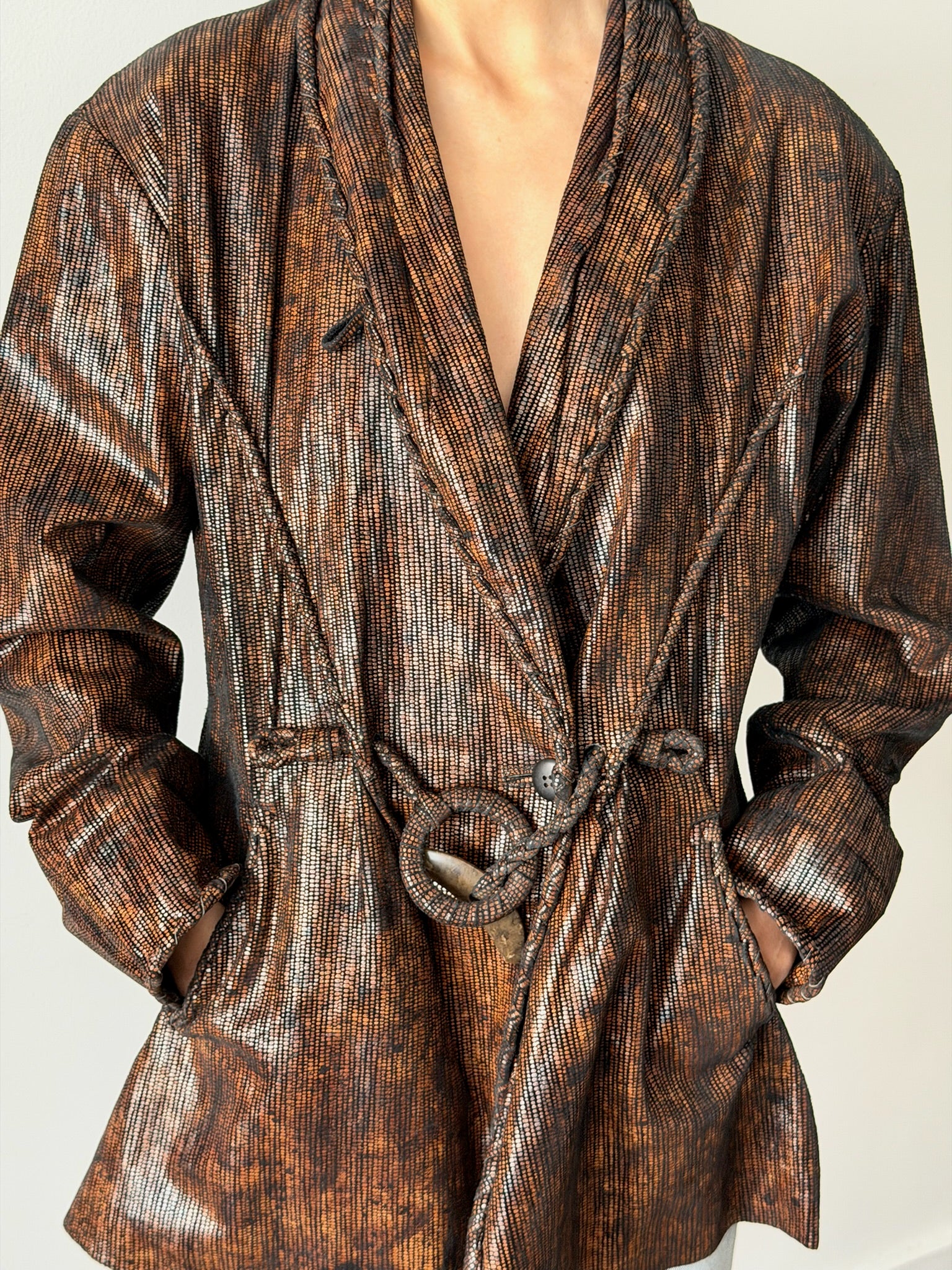 Issey Miyake 1984 Metallic Copper Toggle Jacket