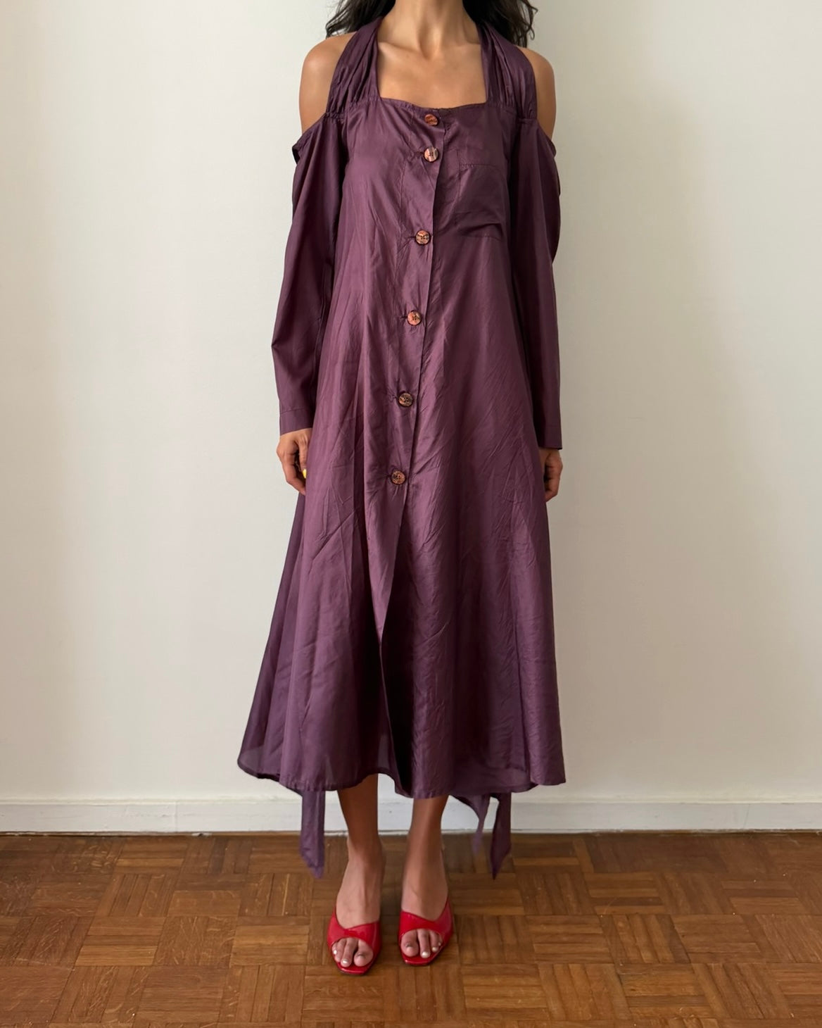 Romeo Gigli 1990s Cold-Shoulder Halter Dress