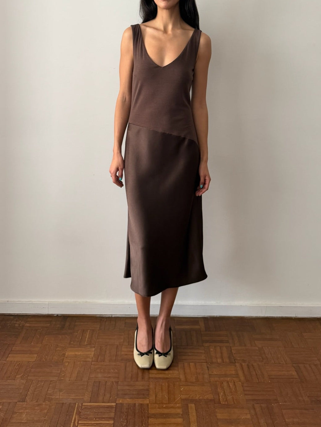 Blumarine FW998 Two-Tone Satin Midi Dress