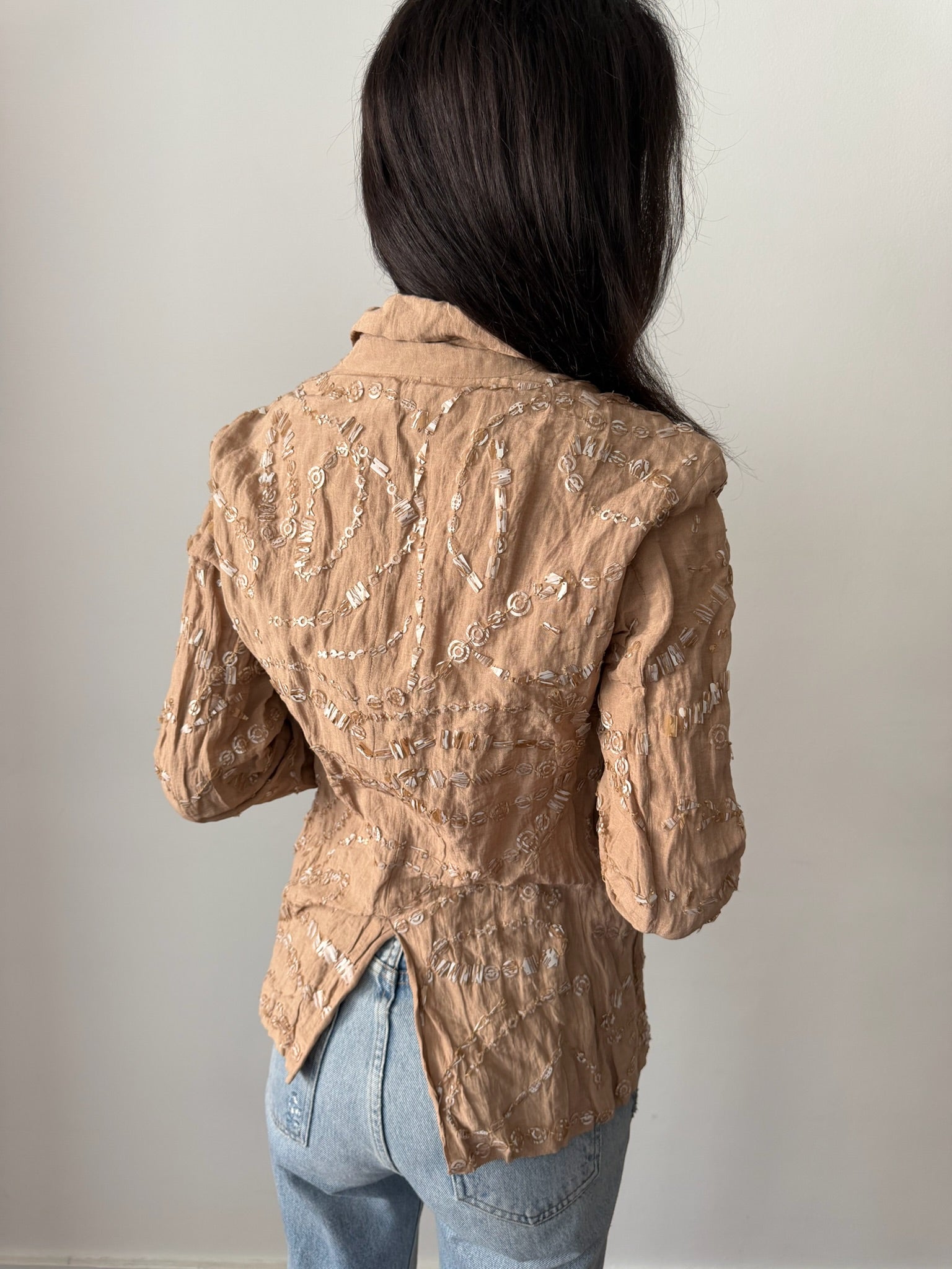 Romeo Gigli SS2000 Beaded Cotton Gauze Jacket