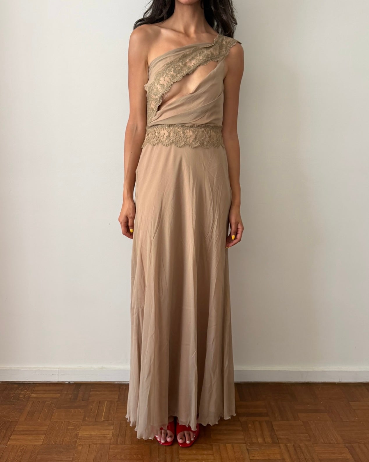 Alberta Ferretti 2000s Asymmetric Silk Gown