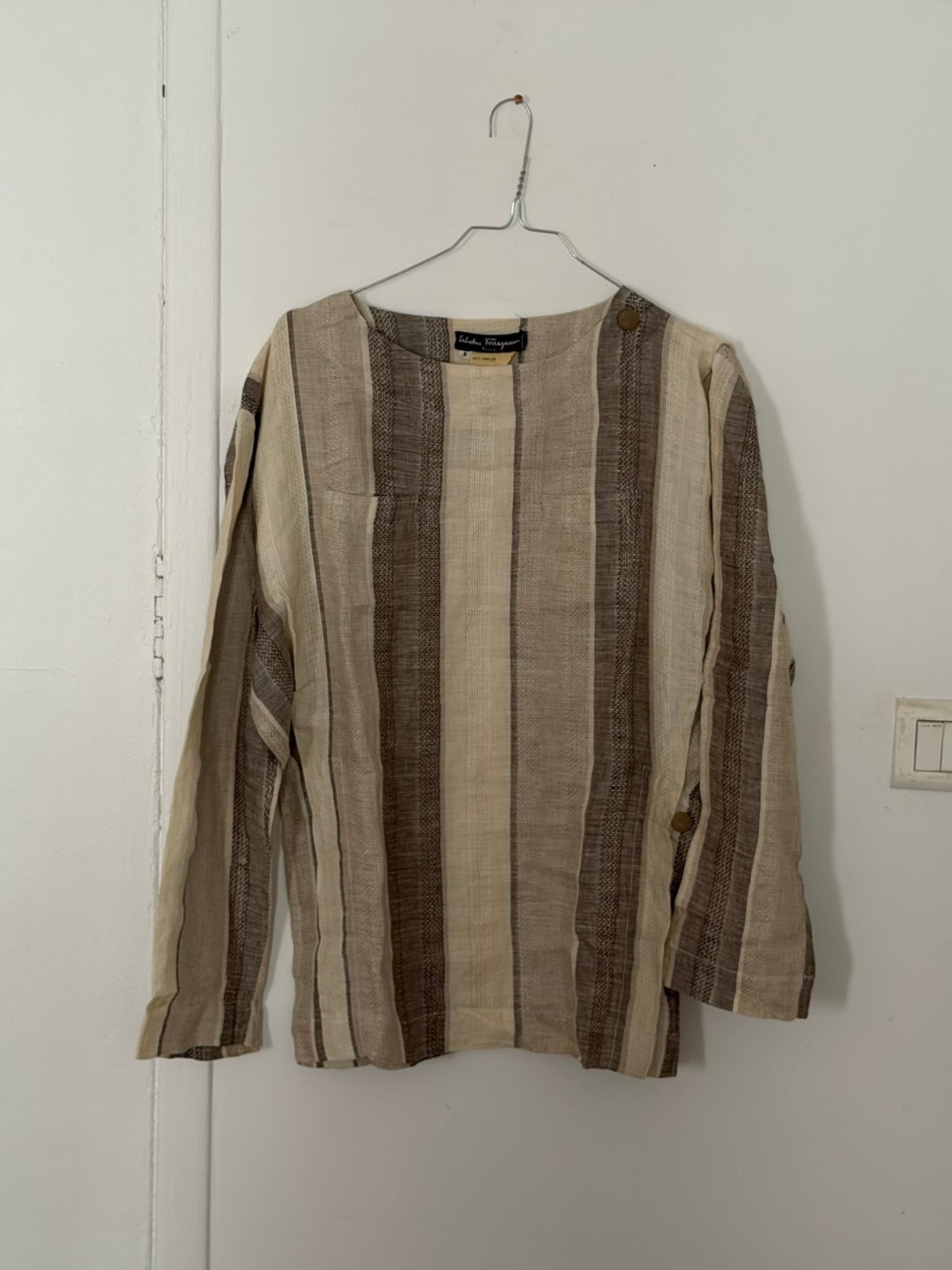 Salvatore Ferragamo 1990s Striped Linen Top