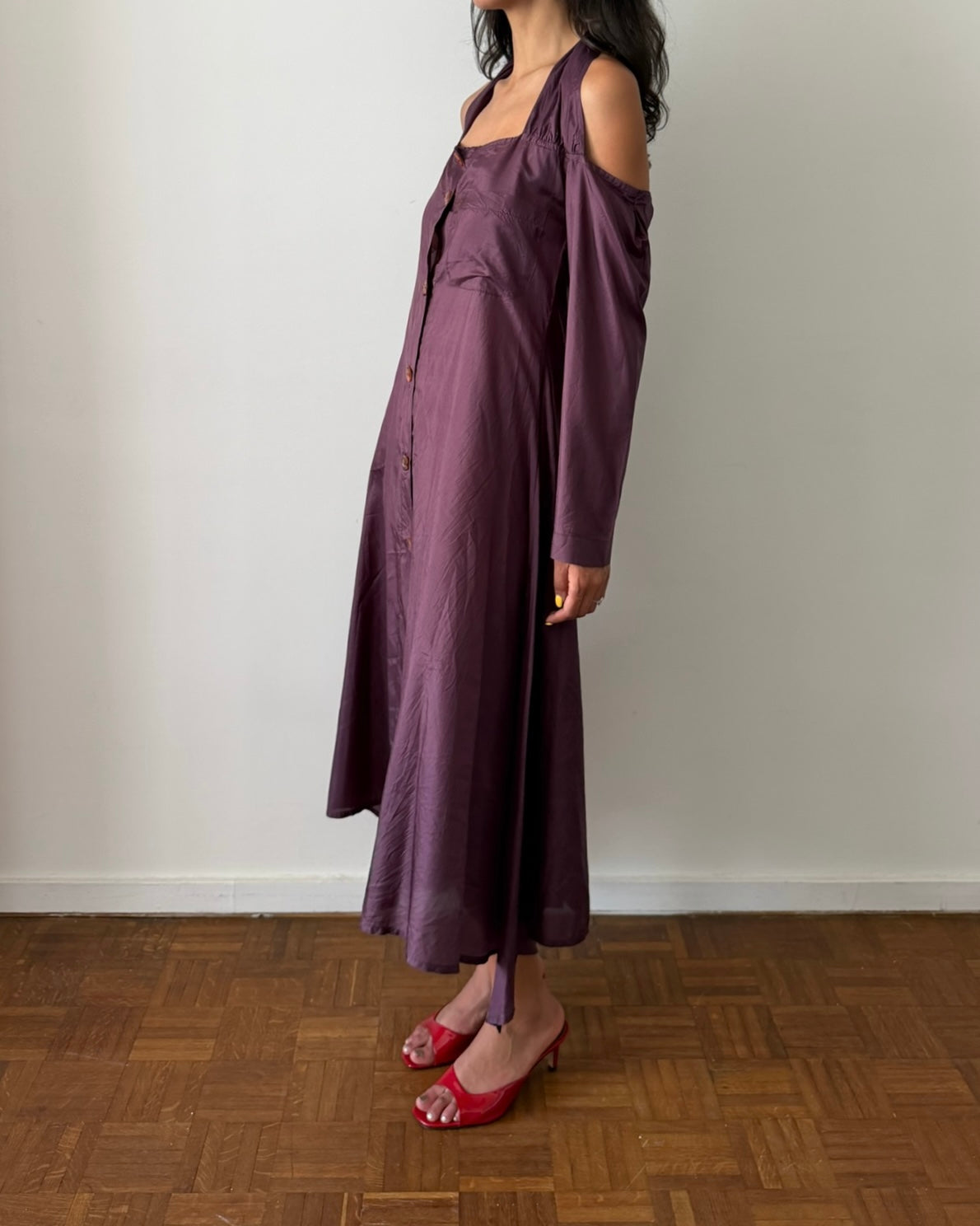 Romeo Gigli 1990s Cold-Shoulder Halter Dress