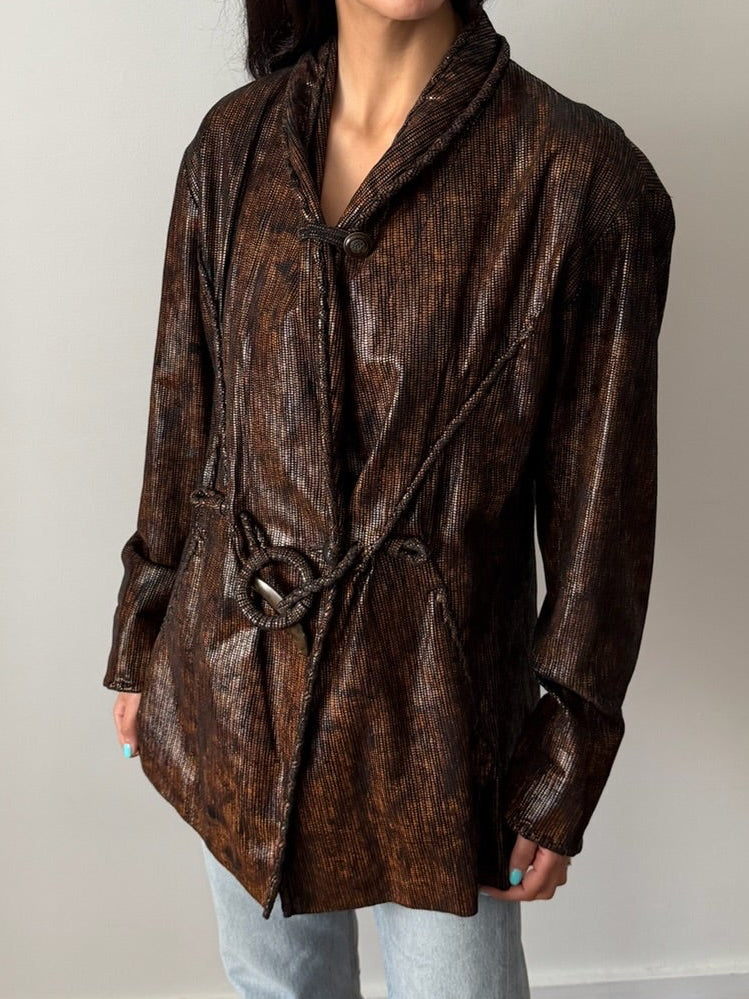 Issey Miyake 1984 Metallic Copper Toggle Jacket