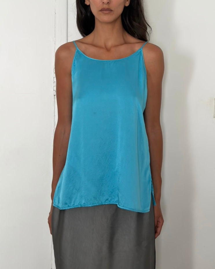 Gianfranco Ferré 1990s Azure Blue Silk Camisole