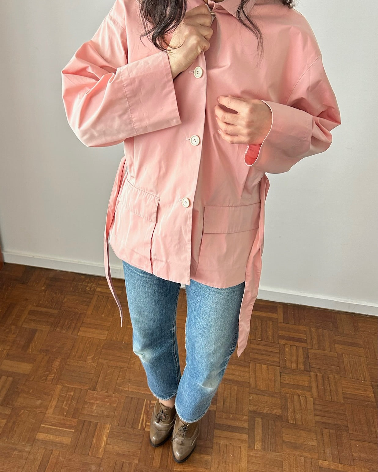 Narciso Rodriguez 1990s Pink Cotton Belted Trench Jacket