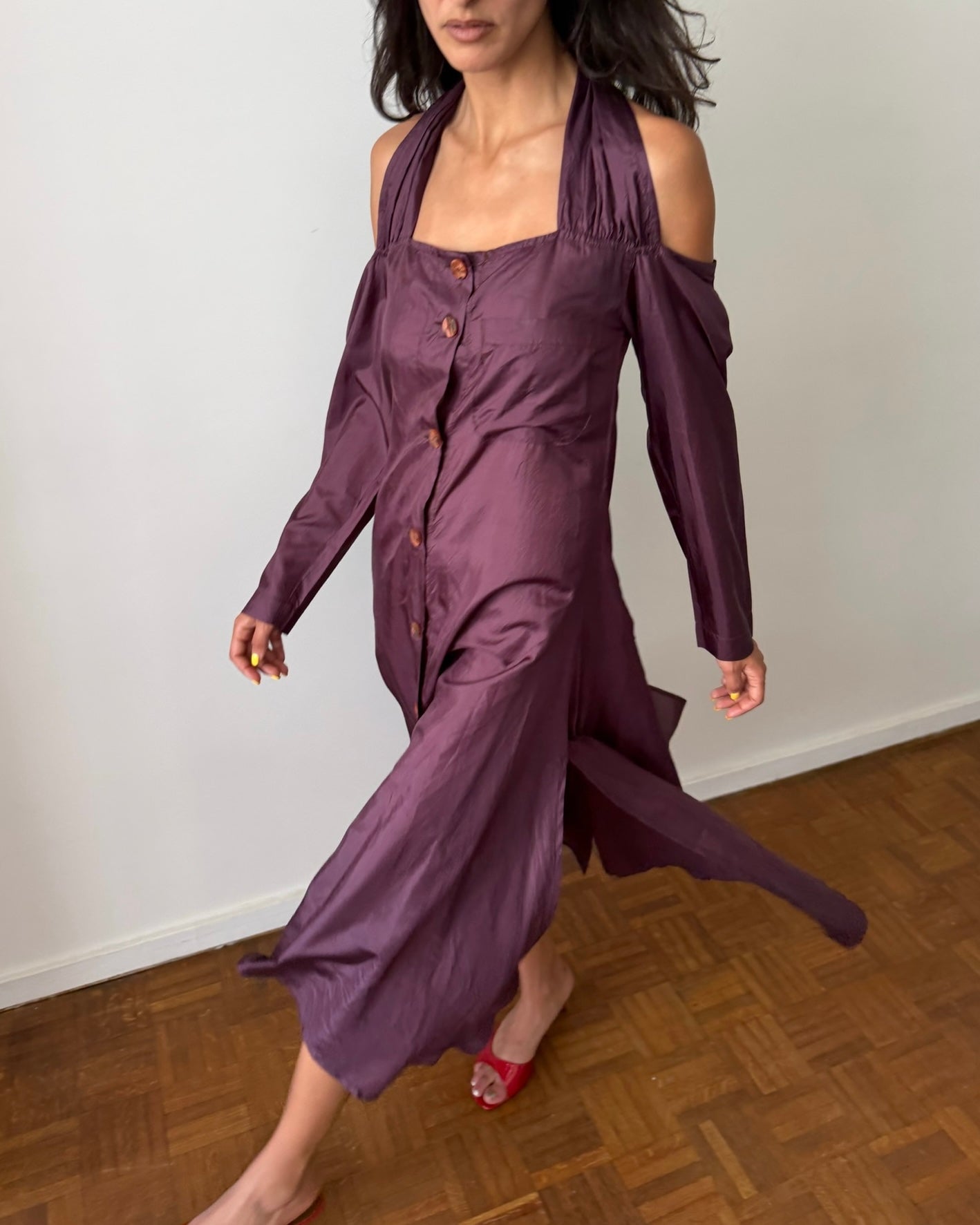 Romeo Gigli 1990s Cold-Shoulder Halter Dress