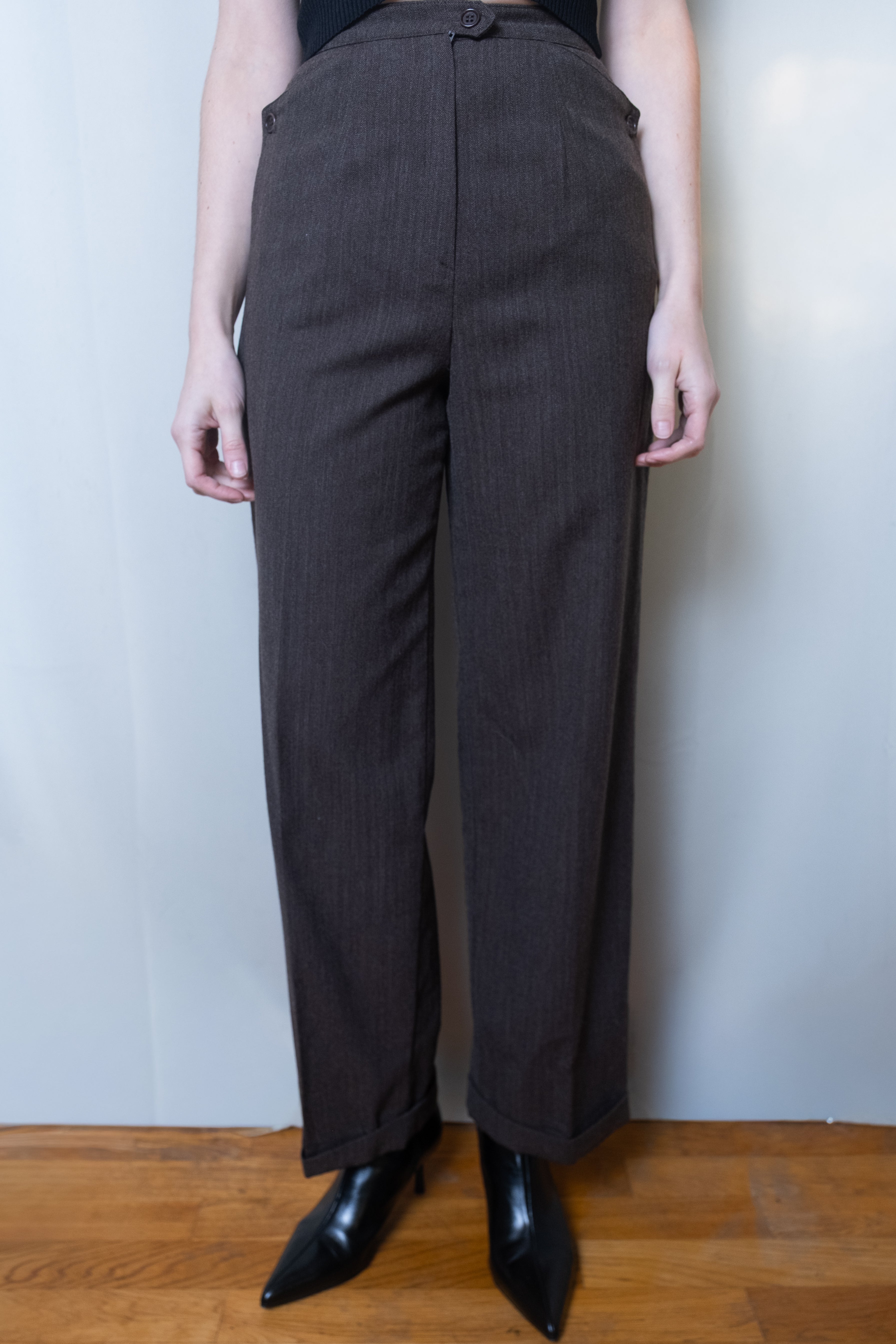 Max Mara 1990s Brown Wool Pants
