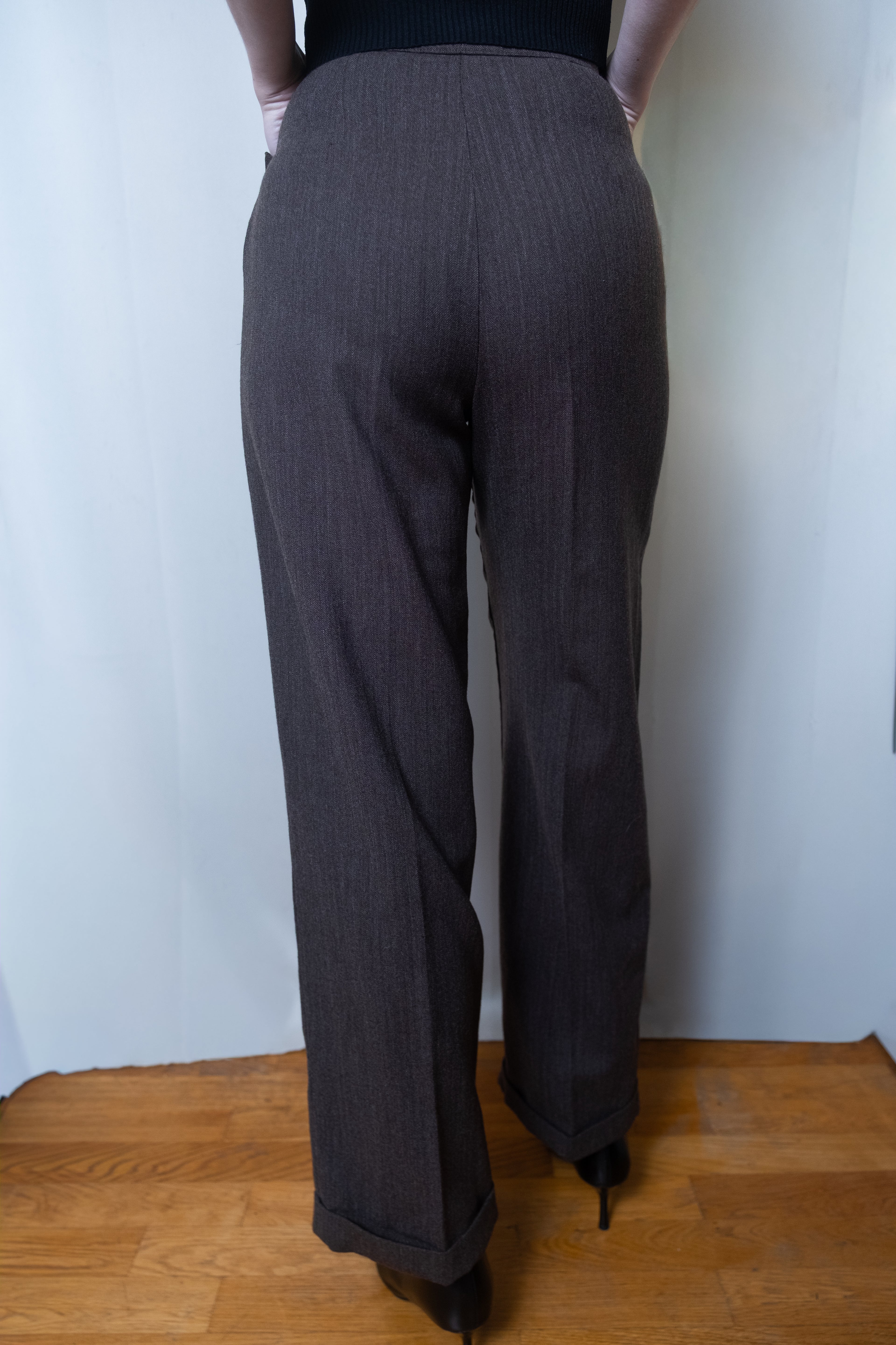 Max Mara 1990s Brown Wool Pants