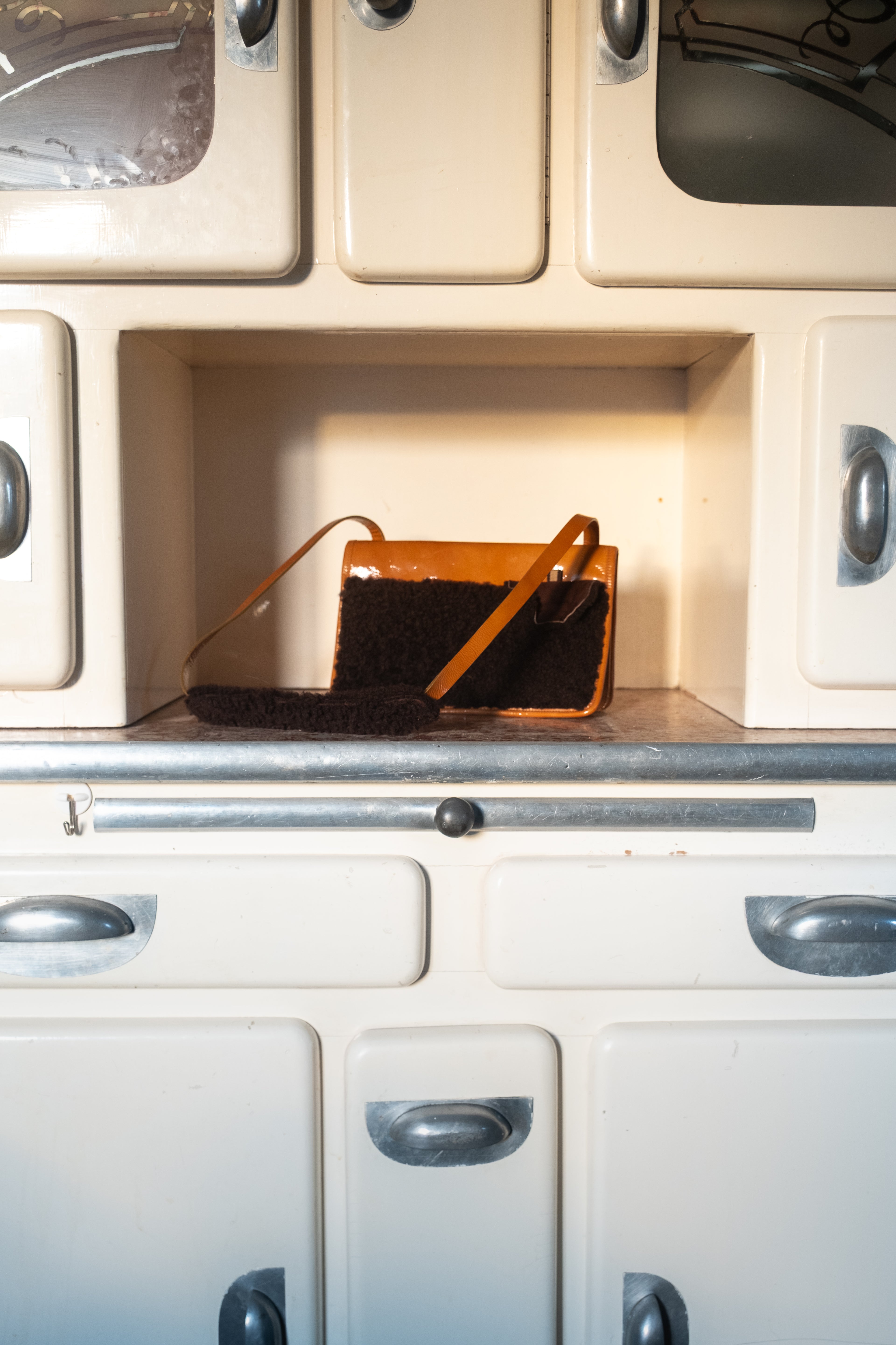 Miu Miu FW1999 Shearling & Vinyl Shoulder Bag