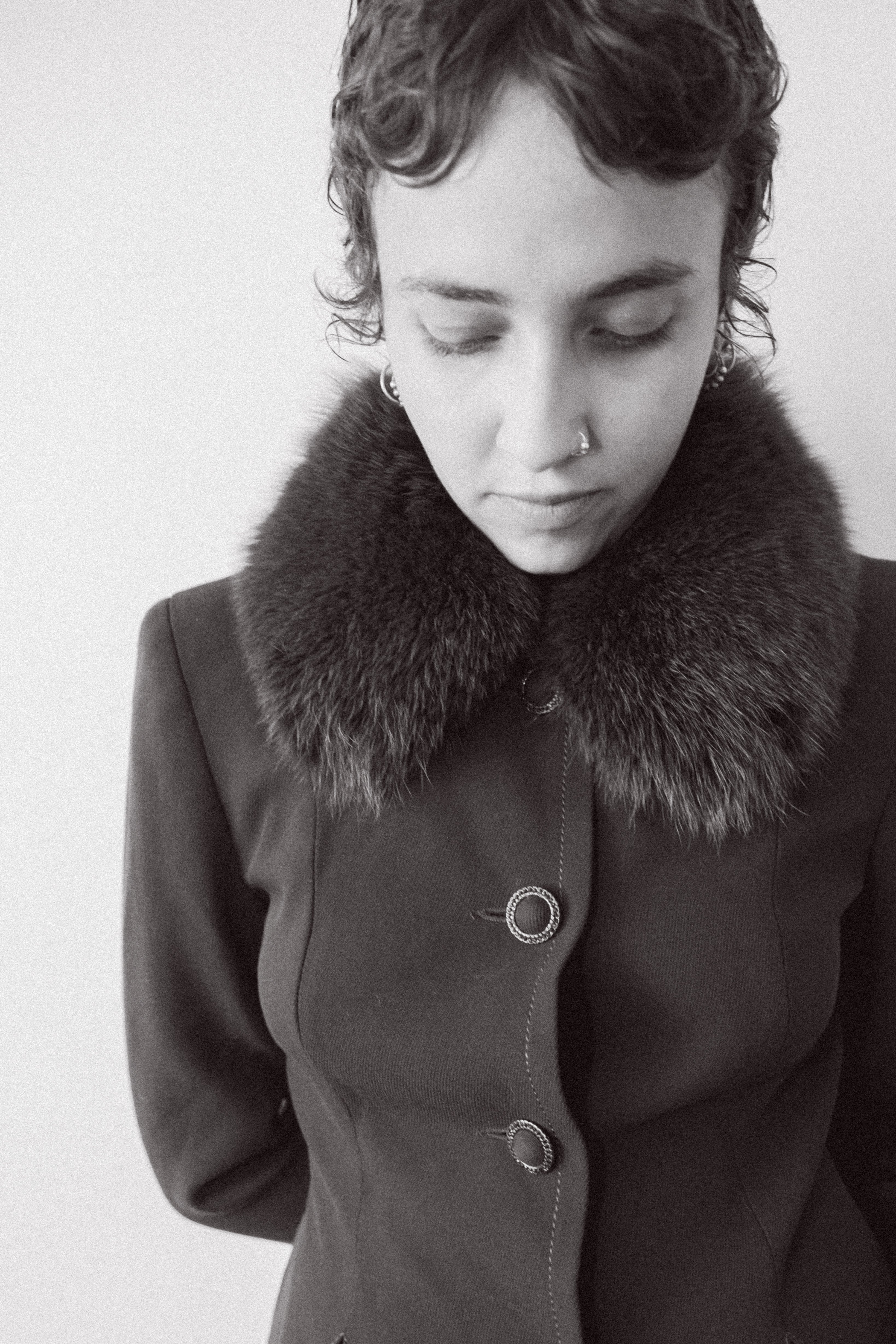 Blumarine FW1996 Brown Wool Fur Collar Jacket
