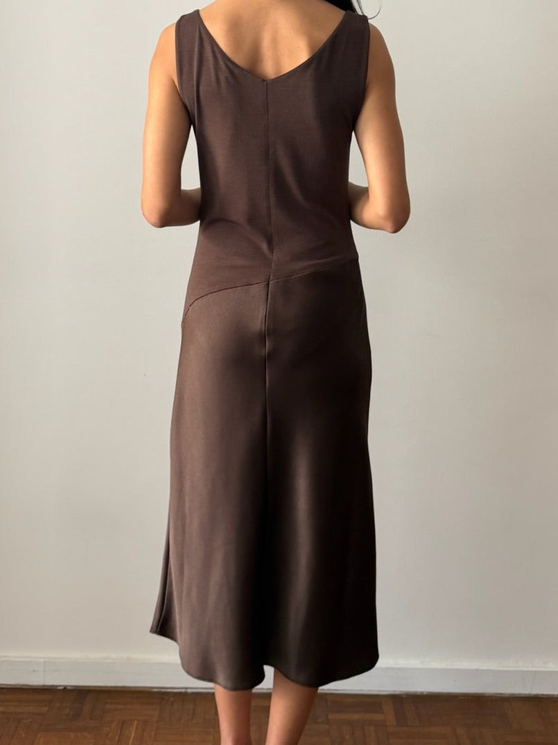 Blumarine FW998 Two-Tone Satin Midi Dress