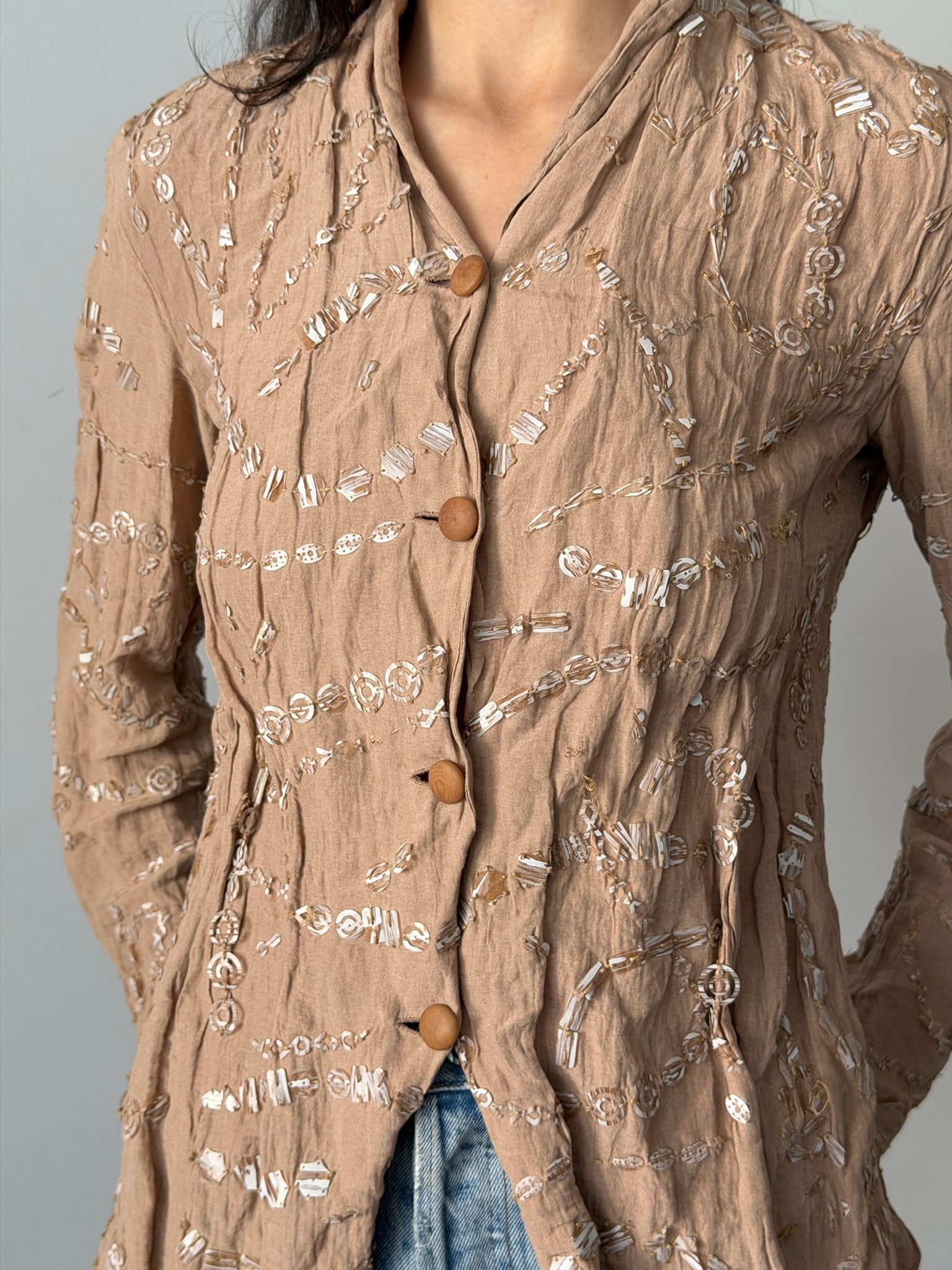 Romeo Gigli SS2000 Beaded Cotton Gauze Jacket