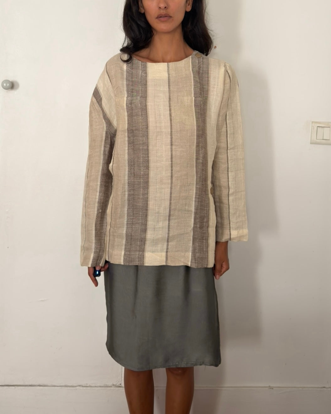 Salvatore Ferragamo 1990s Striped Linen Top