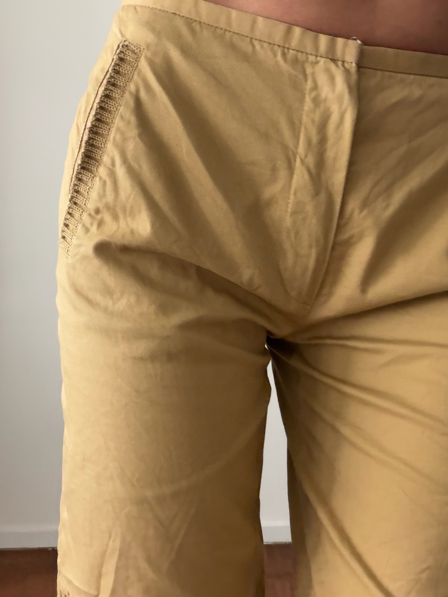 Miu Miu SS1999 Beige Cotton Tailored Shorts – Size XS | Sable Vintage