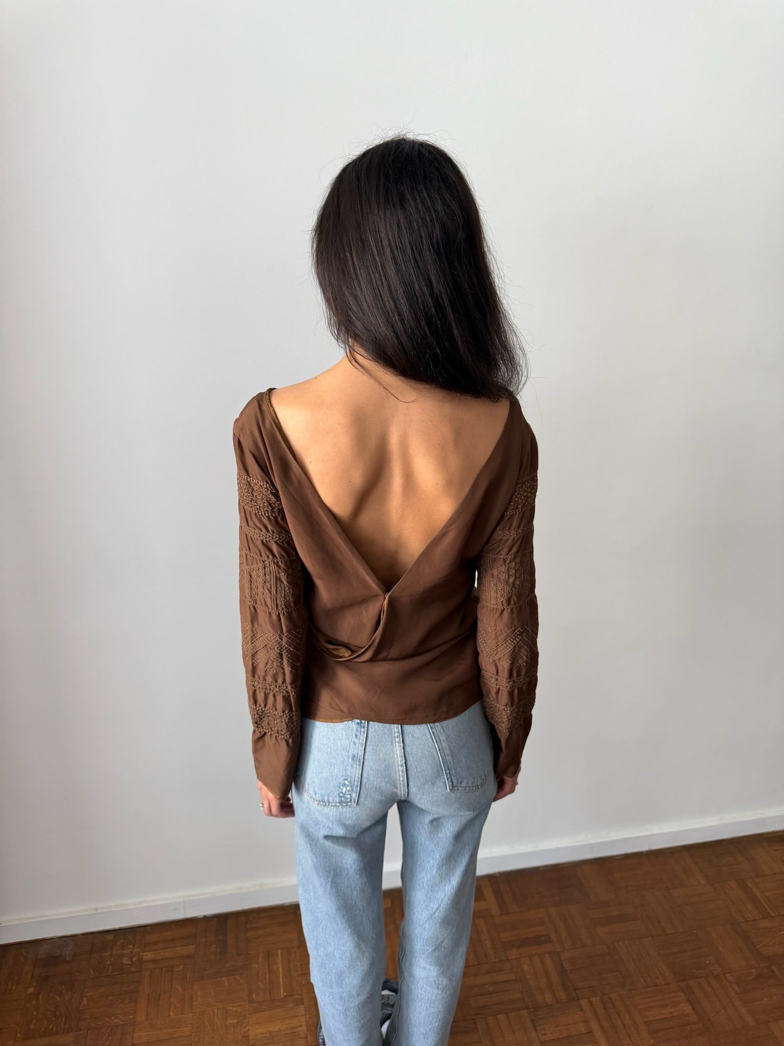 Jil Sander SS2002 Silk Embroidered Top