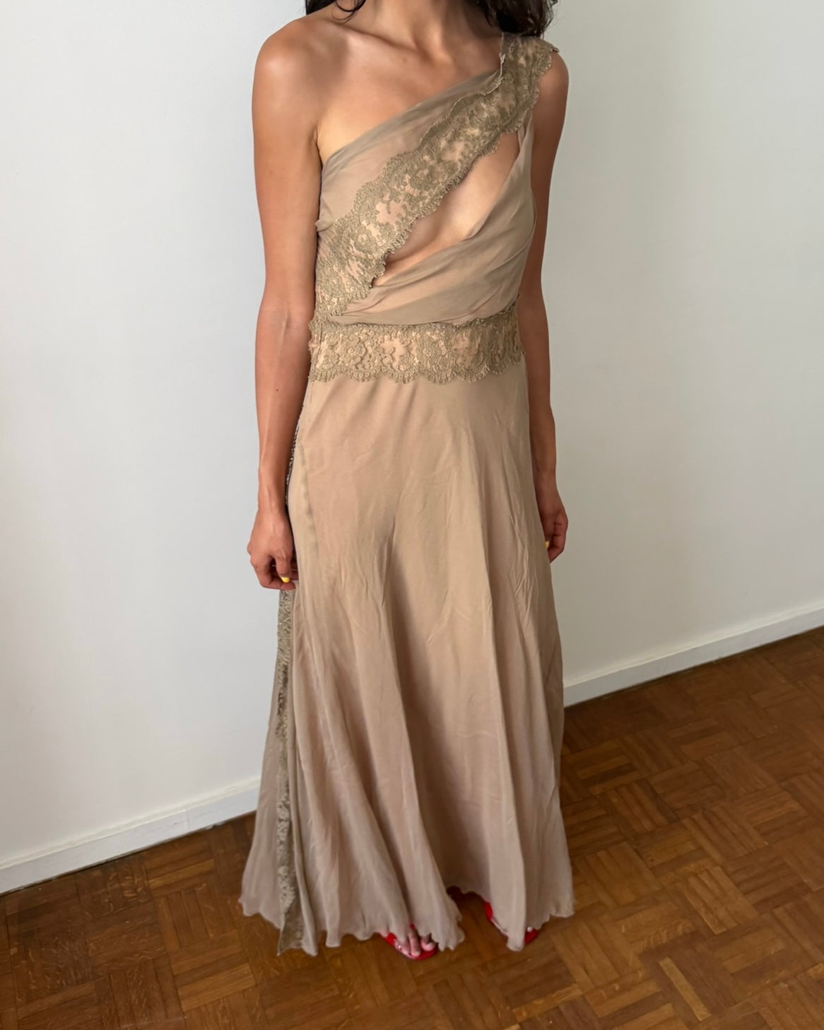 Alberta Ferretti 2000s Asymmetric Silk Gown