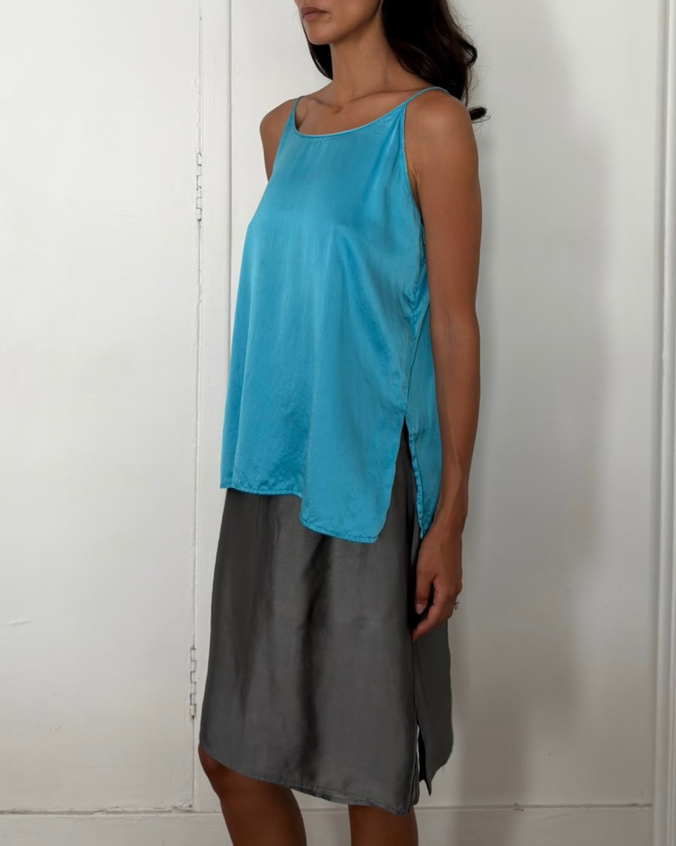 Gianfranco Ferré 1990s Azure Blue Silk Camisole