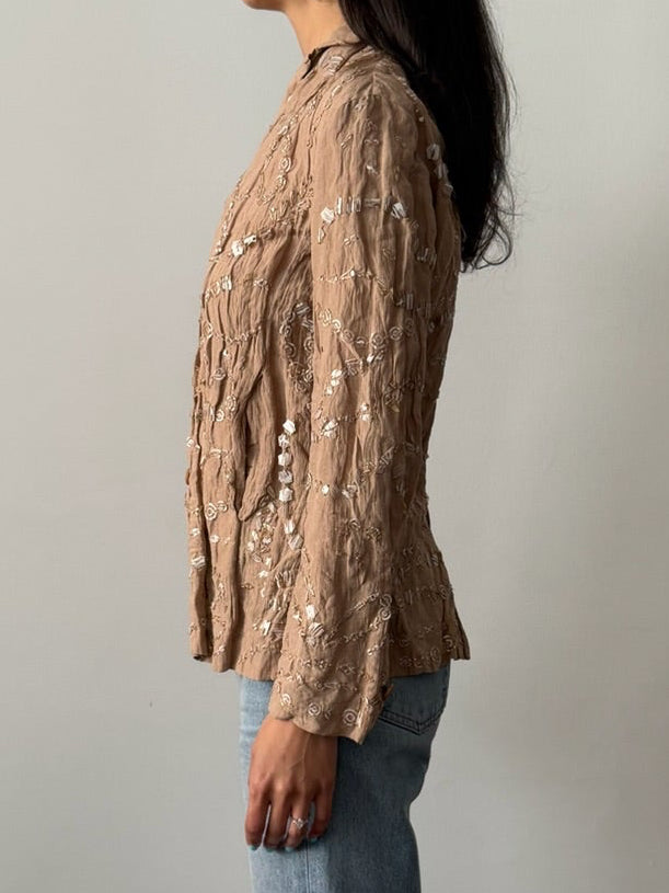 Romeo Gigli SS2000 Beaded Cotton Gauze Jacket