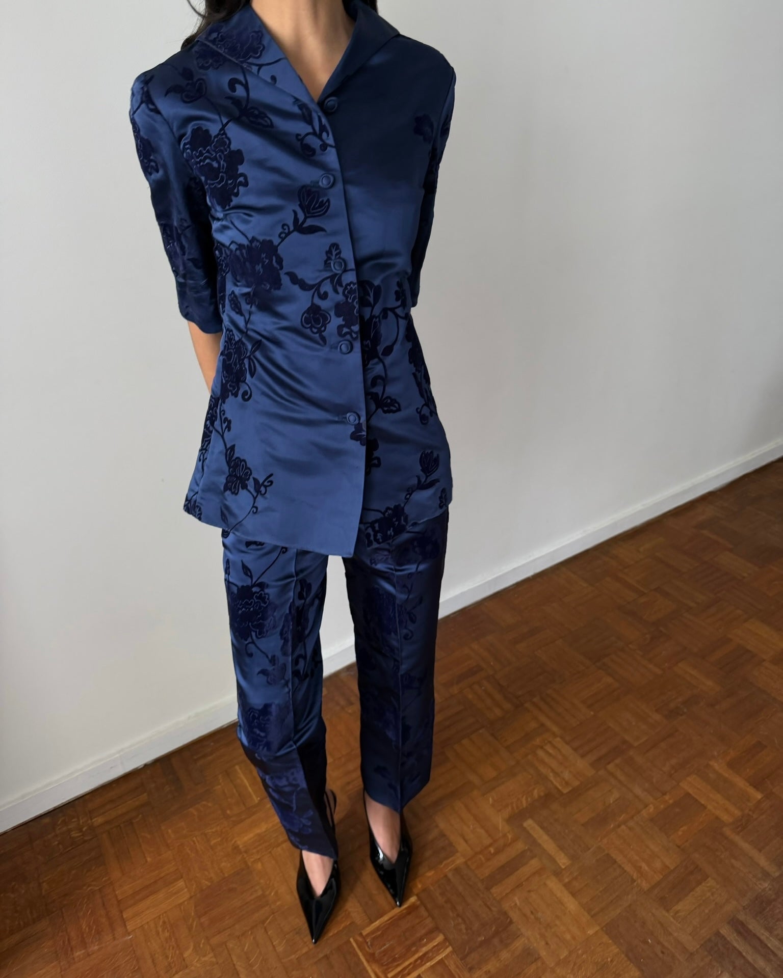 Alberta Ferretti FW1997 Velvet Embroidered Satin Set