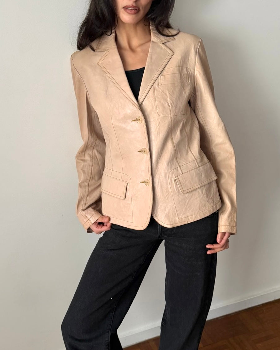 Jil Sander 1996 Leather Blazer – Beige Sand