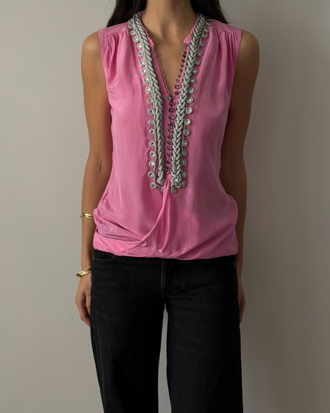 Balenciaga by Nicolas Ghesquière 2000s Silk Embellished Top